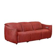 Leiria Fabric Recliner 3 Seater Sofa In Ruby - UK