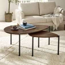 Lelvra Wooden Nest of 2 Coffee Tables in Walnut - UK