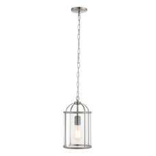 Lembeth 1 Light Clear Glass Pendant Light In Satin Nickel - UK