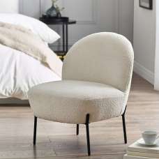 Lemoore Fabric Accent Bedroom Chair In Ivory - UK