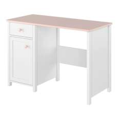 Lenoir Kids Wooden Computer Desk 1 Door 1 Drawer In Matt White - UK