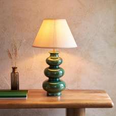 Lenoir White 30cm Shade Ceramic Table Lamp In Gloss Green - UK