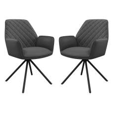 Lenox Grey Faux Leather Dining Chairs In Pair - UK