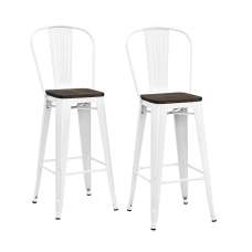 Lenox White Metal Counter Bar Stools in Pair - UK