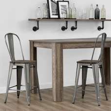 Lenox Wooden Bar Chairs With Copper Gun Frame In Pair - UK