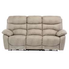 Leo Fabric Electric Recliner 3 Seater Sofa In Natural - UK