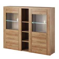 Leon Wooden Display Cabinet With 2 Doors In Riviera Oak - UK
