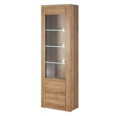 Leon Wooden Display Cabinet Tall With 1 Doors In Riviera Oak - UK