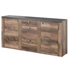 Leon Wooden Sideboard With 2 Doors 3 Drawers In Satin Oak - UK