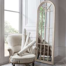 Leona Panelled Window Style Wall Mirror In Antique White - UK