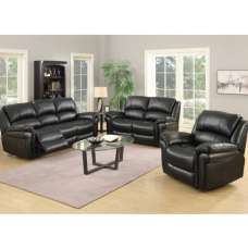 Lerna Leather 3 Seater Sofa And 2 Seater Sofa Suite In Black - UK