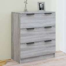 Leslie Wooden Chest Of 3 Drawers In Grey Sonoma Oak - UK