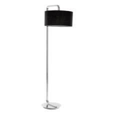 Leylow Black Fabric Shade Floor Lamp With Chrome Metal Base - UK