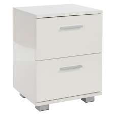 Lufkin Wooden Bedside Cabinet With 2 Drawers In White - UK