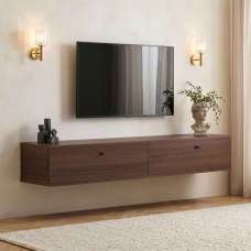 Ligne 160cm Wooden Wall Mounted TV Stand with 2 Doors in Milano Walnut - UK