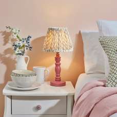 Lincoln Garden Green 20cm Shade Wood Table Lamp In Pink Clay - UK