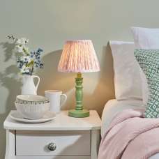 Lincoln Peachy Keen 20cm Shade Wood Table Lamp In Cotswold Green - UK