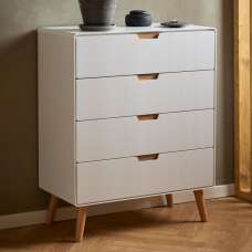 Lincoln Wooden Chest Of 4 Drawers In White And Oak - UK