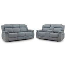 Lindsay Fabric Electric Recliner 3+2 Seater Sofa Set In Grey - UK