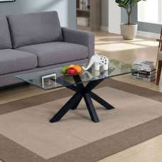 Lintar Glass Coffee Table with Black Legs - UK