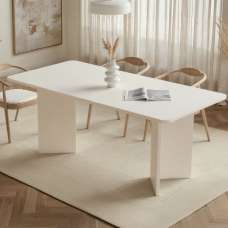 Linzor Rectangular Wooden Dining Table in White - UK