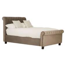 Lionrock Velvet Storage Ottoman Double Bed In Brushed Steel - UK