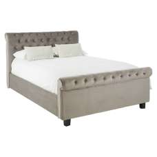 Lionrock Velvet Storage Ottoman King Size Bed In Steel Grey - UK