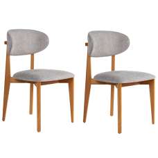 Lioro Grey Fabric Dining Chairs with Dark Oak Wooden Frame in Pair - UK
