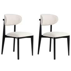 Lioro White Fabric Dining Chairs with Black Wooden Frame in Pair - UK