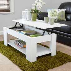 Liphook Wooden Lift Up Coffee Table In White - UK