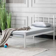 Lirex Metal Single Bed in White - UK