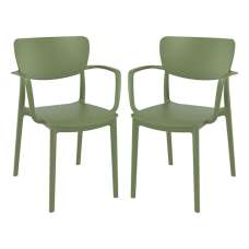 Lisa Olive Green Polypropylene Dining Chairs In Pair - UK