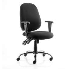 Lisbon Task Fabric Office Chair In Black With Arms - UK