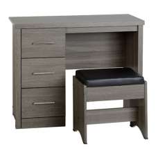 Laggan Wooden 2Pc Dressing Table Set In Black Wood Grain - UK