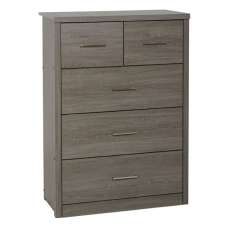 Laggan Wooden Chest Of 5 Drawers In Black Wood Grain - UK