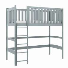 Lititz Wooden Bunk Bed With Bonnell Mattress And Ladder In Grey - UK