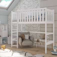 Lititz Wooden Bunk Bed Without Mattress And Ladder In White - UK