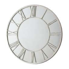 Livia Outdoor Round Mirror In Distressed White Frame - UK