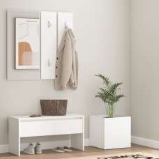 Lochlan Wooden Hallway Furniture Set In White - UK