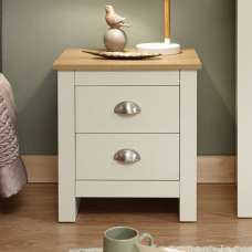Loftus Wooden Bedside Cabinet With 2 Drawers In Cream And Oak - UK