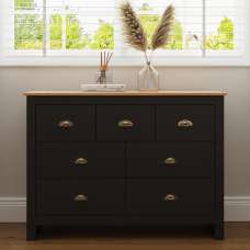 Loftus Wooden Chest Of 7 Drawers in Black - UK