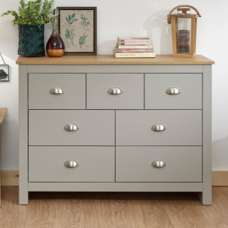 Loftus Wooden Chest Of 7 Drawers In Grey And Oak - UK