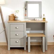 Loftus Wooden Dressing Table Set In Grey And Oak - UK