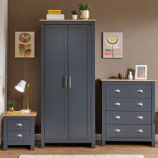 Loftus Wooden Furniture Set With 2 Doors Wardrobe In Slate Blue Oak - UK
