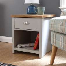 Loftus Wooden Lamp Table With 1 Drawer In Grey And Oak - UK