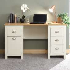 Loftus Wooden Laptop Desk With 1 Door 4 Drawers In Cream And Oak - UK