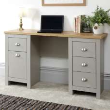Loftus Wooden Laptop Desk With 1 Door 4 Drawers In Grey And Oak - UK