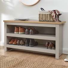 Loftus Wooden Shoe Seating Bench With 2 Shelves In Grey And Oak - UK