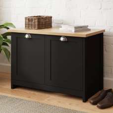Loftus Wooden Shoe Storage Bench With 2 Doors In Black And Oak - UK