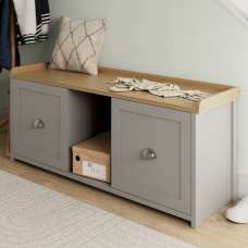 Loftus Wooden Shoe Storage Bench With 2 Doors In Grey And Oak - UK